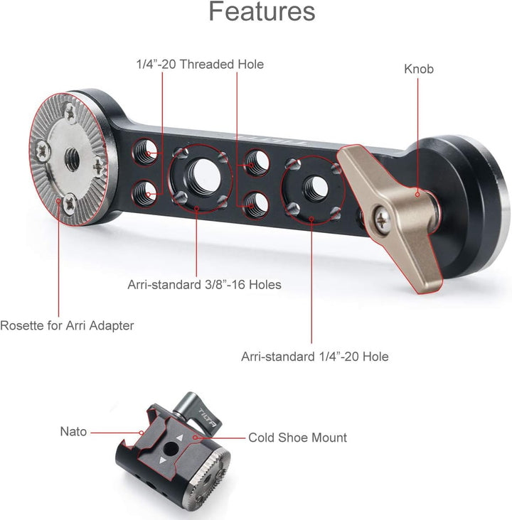 TILTA TGA-ANA Verstellbare NATO-Schienenverlängerungsarme und Rosettenhalterung Adjustable NATO Rail