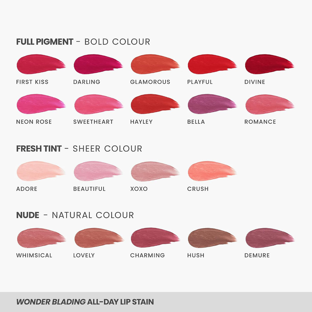 Wonderskin Wonder Blading Peel & Reveal Lippenflecken-Set, Langanhaltender Lippenstift, Langanhalten