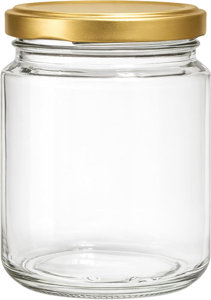 Vitrea 12x Marmeladengläser 275 ml - mit Deckel Gold TO 66 - Einmachgläser zum befüllen mit Schraubd