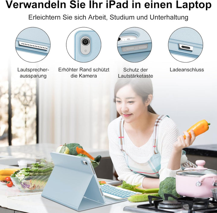 Hülle Tastatur für iPad (A16) 11/10 Generation (2025/2022) 11/10.9 Zoll | Mit 7 Farben Beleuchtung M