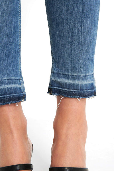 NA-KD Damen Skinny High Waist Open Hem Jeans, Mittelblau, 34 EU