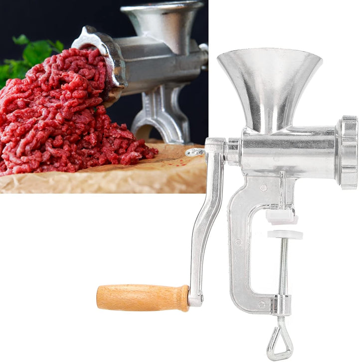 Manuelle Fleischmühle Aluminiumlegierung Fleischwolf mit Lochscheiben und Gebäckvorsatz Wurstfüller