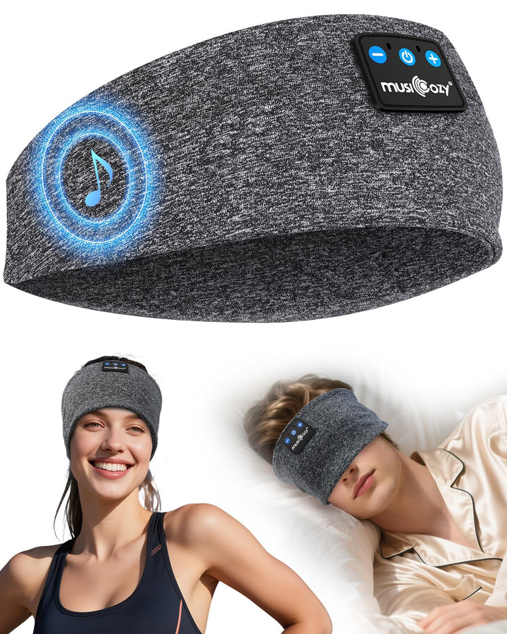 MUSICOZY Schlafkopfhörer Bluetooth, Schlaf Kopfhörer Seitenschläfer Kabellos Sport Kopfhörer Stirnba