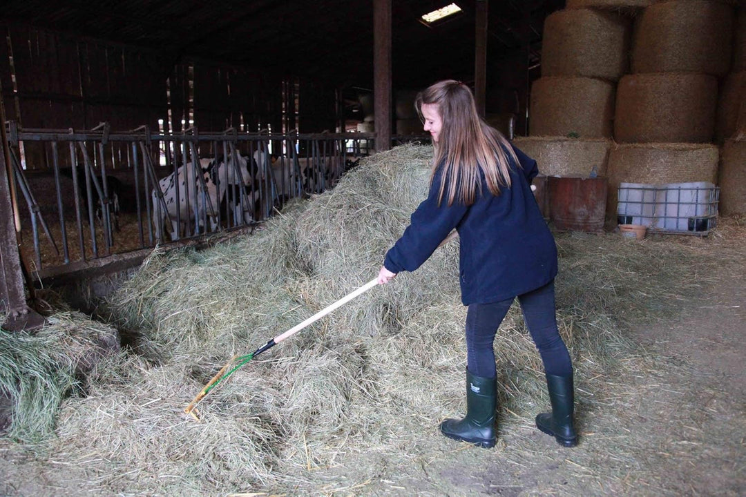 Kerbl Kunststoff-Rechen (aus Polypropylen, 16 Zinken, Stielhalter ø 27 mm, ohne Stiel, für Heu / Gra