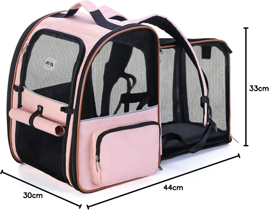 Katzen Rucksack Hunderucksack für Grosse Katzen Hunde bis 12kg, Erweiterbar Faltbare Haustier Rucksa