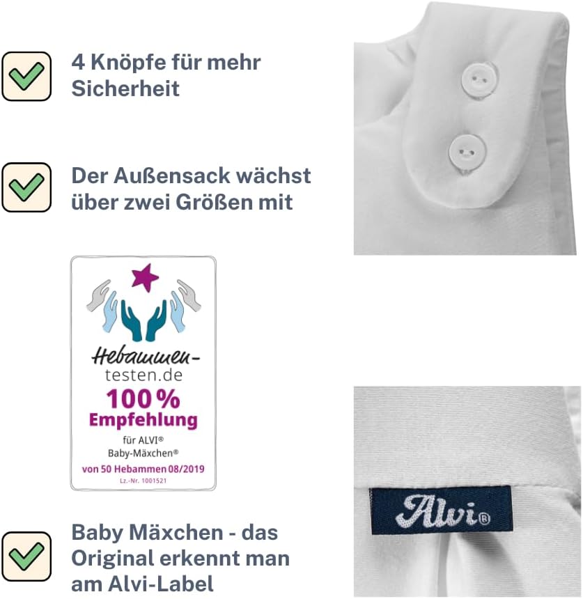 Alvi Baby Mäxchen Aussensack Exclusiv I Baby-Schlafsack mitwachsend & atmungsaktiv I Kinderschlafsac
