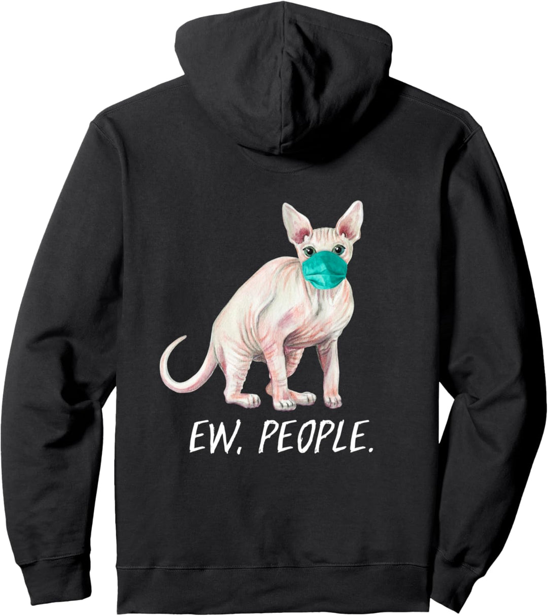 SPHYNX Katze mit Gesichtsmaske Mundschutz Nacktkatze Pullover Hoodie
