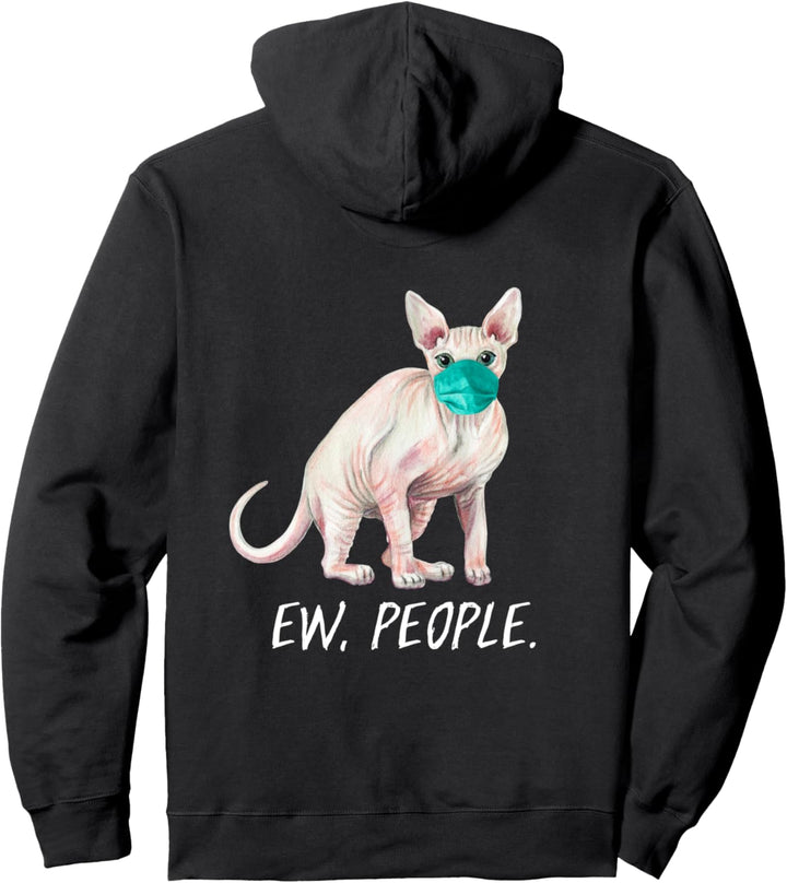 SPHYNX Katze mit Gesichtsmaske Mundschutz Nacktkatze Pullover Hoodie