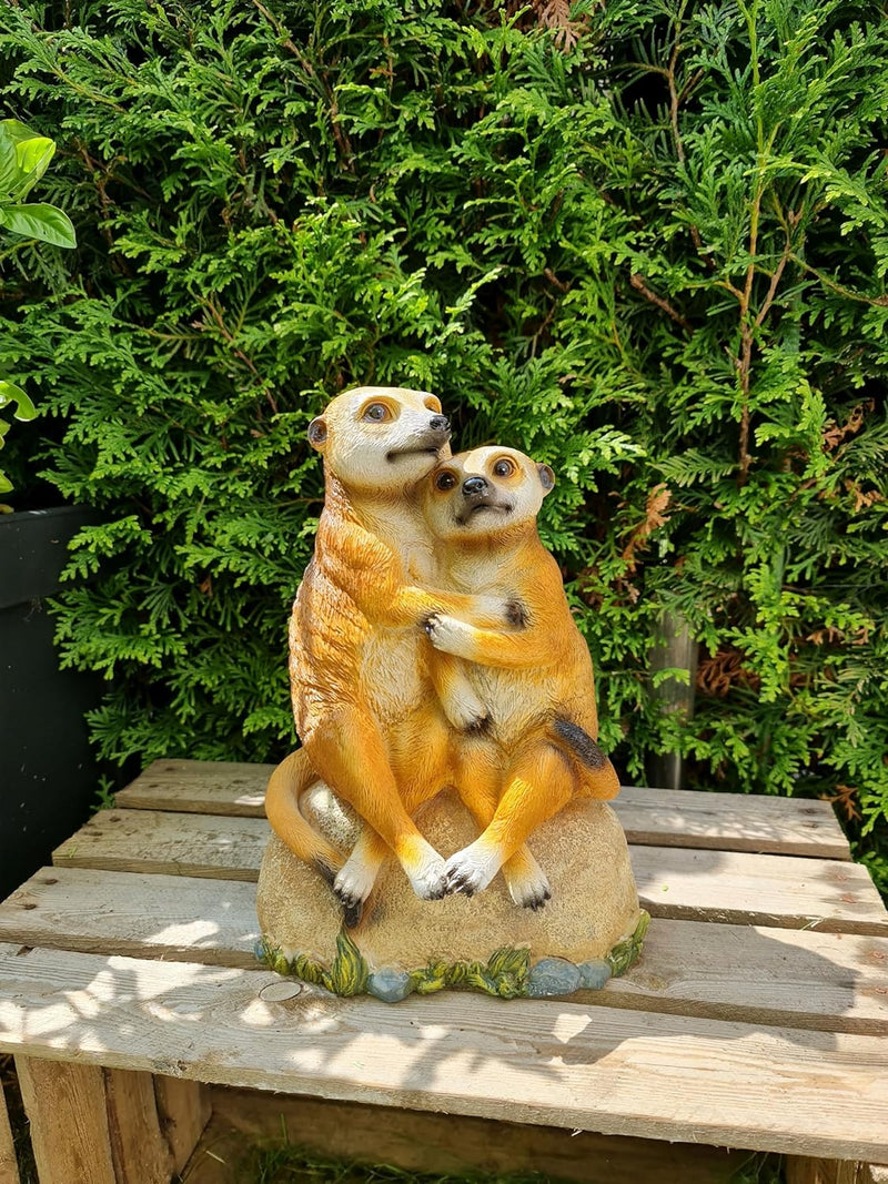 Kremers Schatzkiste Erdmännchen Liebespaar Figur Garten 30 cm Tierfigur Gartendekoration