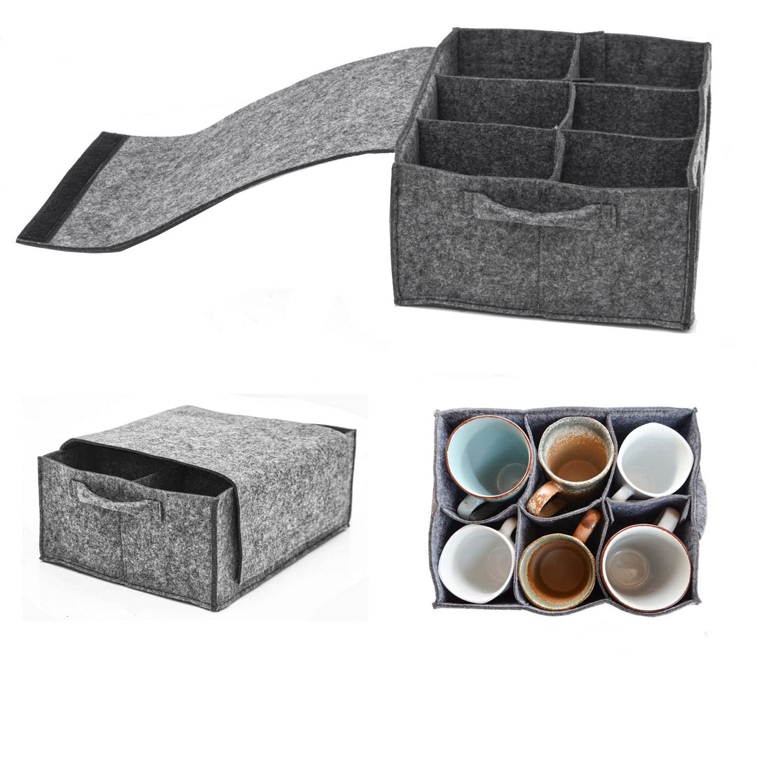 DuneDesign Filz Tassenhalter Camping - 28x21 Glashalter Wohnmobil - Glasträger für Trinkgläser - Wei