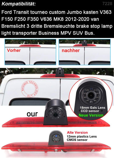 1280 x 720 Pixels Auto Top Mount Brake Bremsleuchte Kamera Bremslicht Rückfahrkamera für Ford Transi