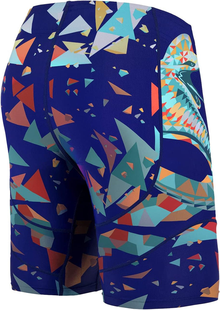 HUGE SPORTS Herren Splice Schwimmhose Kompression Jammer Lang Wilde Serie XL Blau Schlange, XL Blau