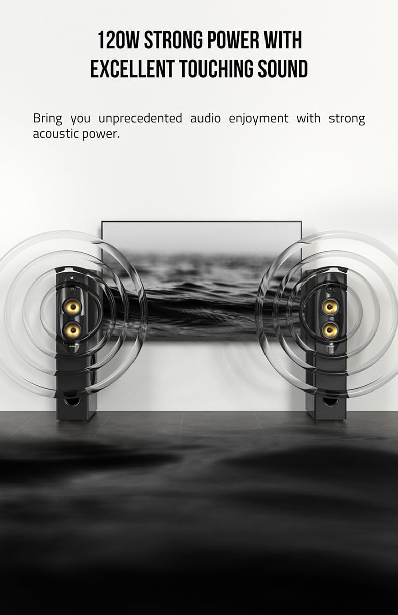F&D T-60X Pro Peak Power 240W Bluetooth Tower Lautsprecher (Schwarz, 2.0 K) USB AUX Optischer Touchs