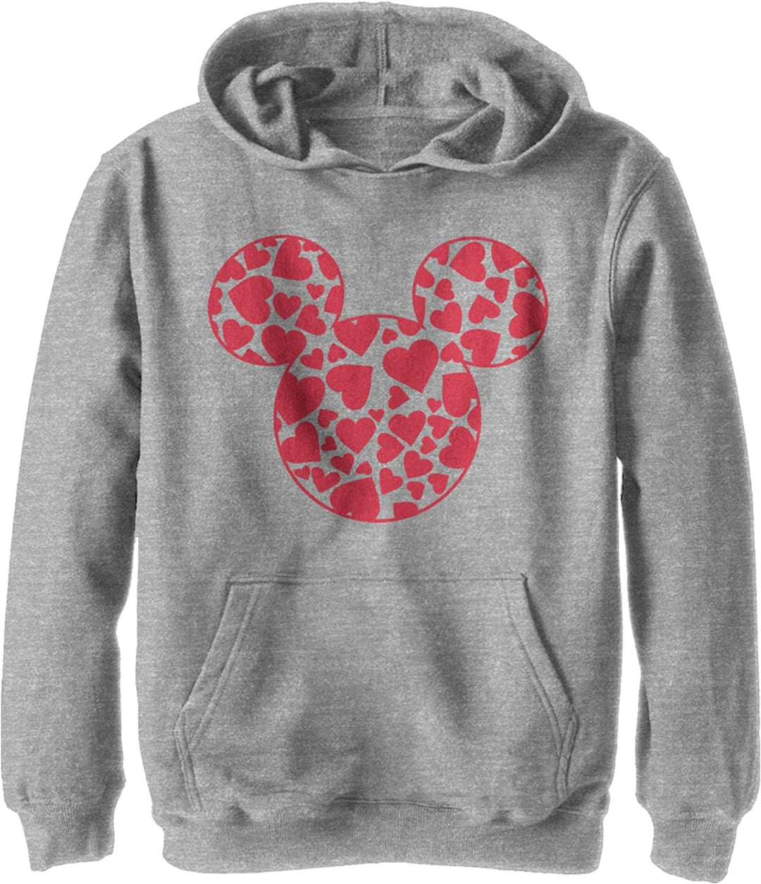 Disney Kids Characters Mickey Hearts Fill Youth Pullover Hoodie, Athletic Heather, Medium