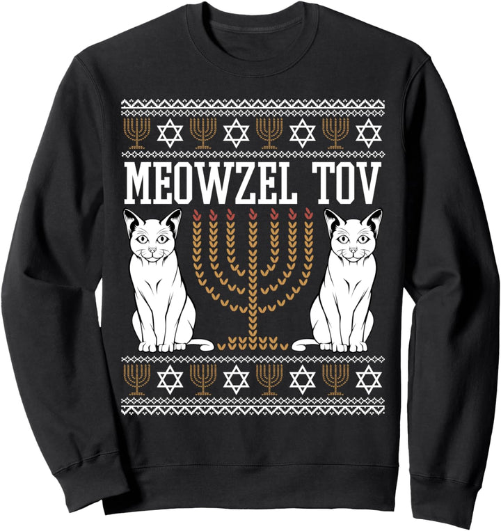 Meowzel Tov Katze Tier Chanukka Hanukkah Lichterfest Jüdisch Sweatshirt