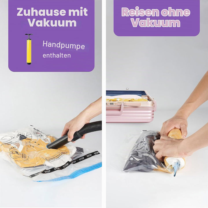 BRAMBLE - 20 Premium Vakuumbeutel Aufbewahrungsbeutel mit Pumpe, 7 Grössen (XXL, XL, L, M, S + Reise