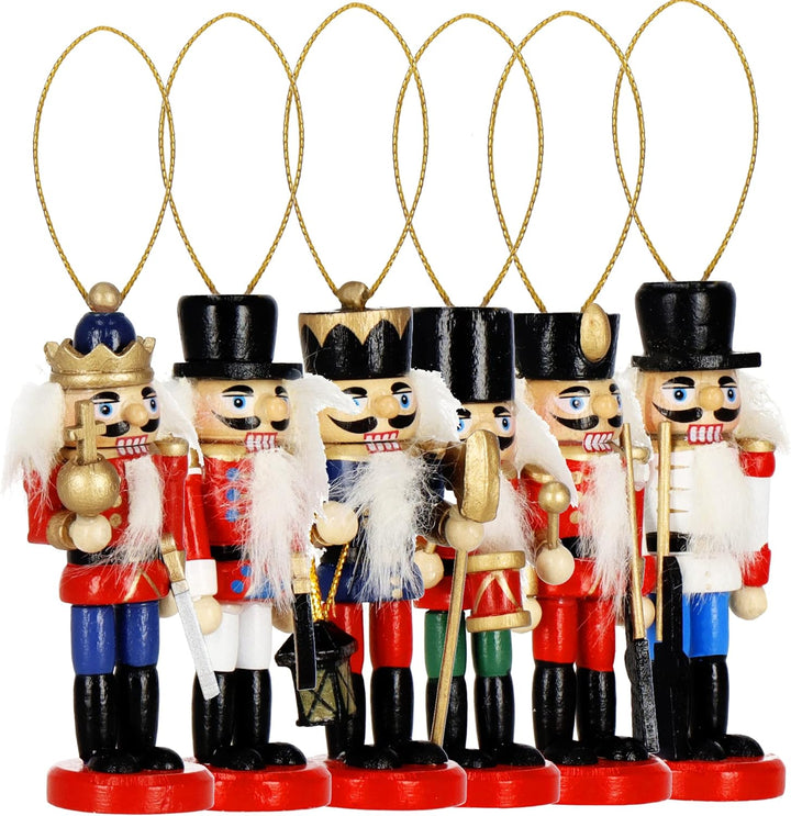 SPRINGOS Weihnachten Weihnachtsbaumanhänger Nussknacker Ornament Holzfigur 6 Stück 8 cm Christbaumsc
