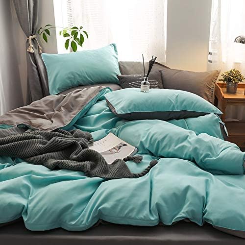Damier Grün Bettwäsche 155×220cm Türkis Grau Wendebettwäsche Set 2 Teilig Superweiches Microfaser Be