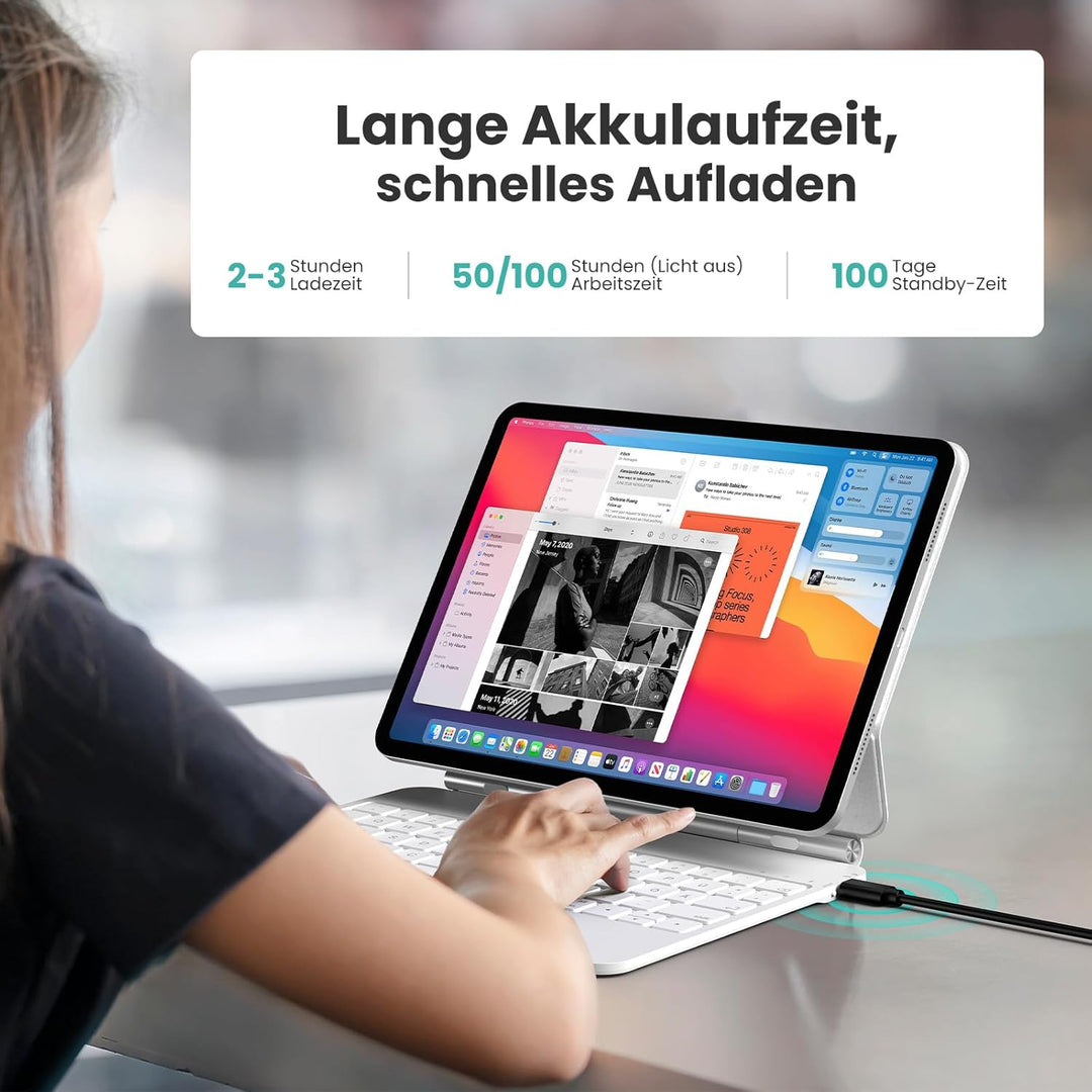 TECURS Magnetische Tastatur Hülle für iPad Air 11 Zoll (M4/M3/M2, 2026/2025/2024) /Air 5/4, Magic Ke