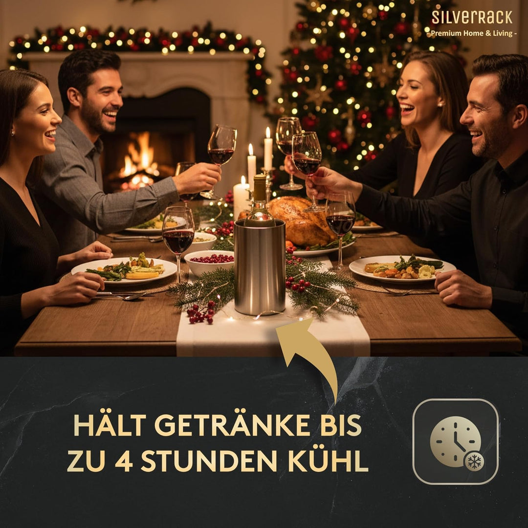 SilverRack Weinkühler Edelstahl - Champagner Kühler - Flaschenkühler als Wein-, Sektkühler und Geträ