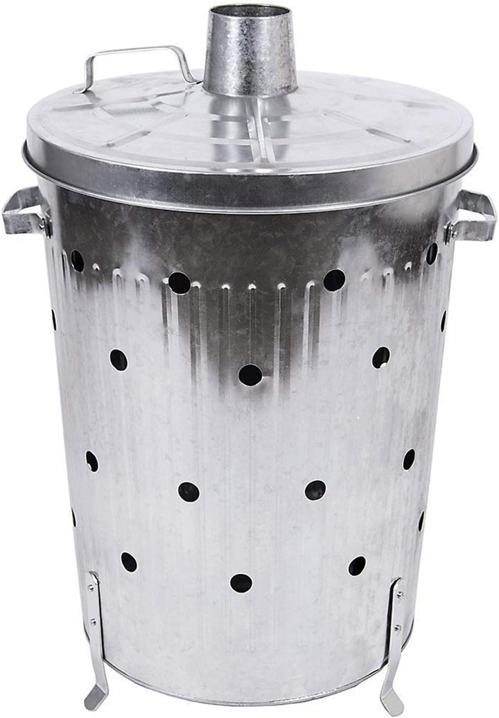 XL Feuertonne 75 Liter verzinkt Feuerschale Feuerfass aus Metall Gartenabfall Verbrennungstonne Gart