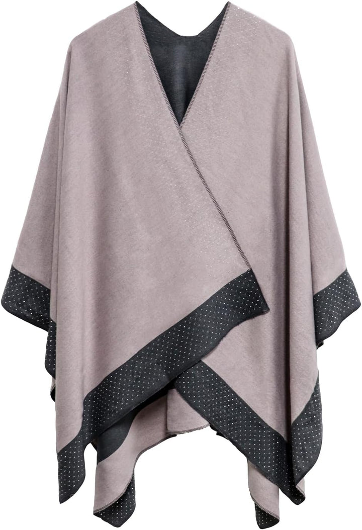 Shmily Girl Damen Poncho Habe Gestrickt Überdimensionalen Decke Kap-Schal Hot Diamond Rosa, Hot Diam