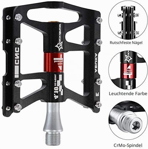 ROCKBROS Fahrrad Pedale 9/16" MTB BMX Rennrad 4 Sealed Bearings CNC Eloxiert Mit Abgedichtete Lager