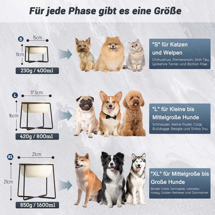 Hundenapf Erhöht Keramik Grosse Hunde - Fressnapf Hund mit Rutschfestem Ständer - Futternapf Wassern