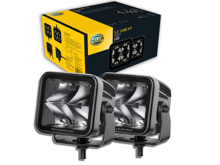 HELLA LED Scheinwerfer Black Magic Cube Kit 3.2" - 12/24V - 3000lm - 2 Stk Set quadratisch LED Zusat