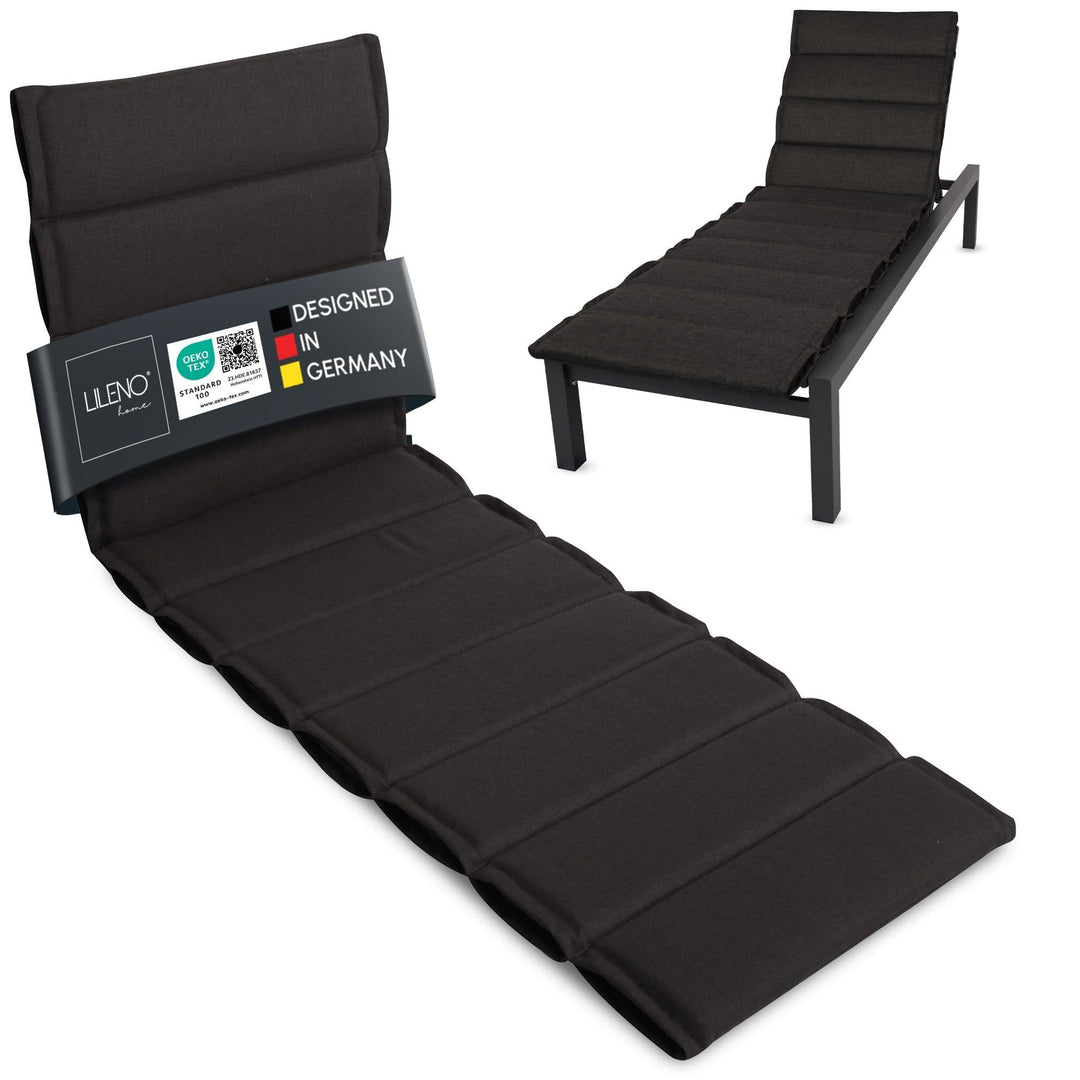 LILENO HOME Sonnenliege Auflage als [1er Set - Rollliege] in Anthrazit - Gartenliegen Auflage perfek