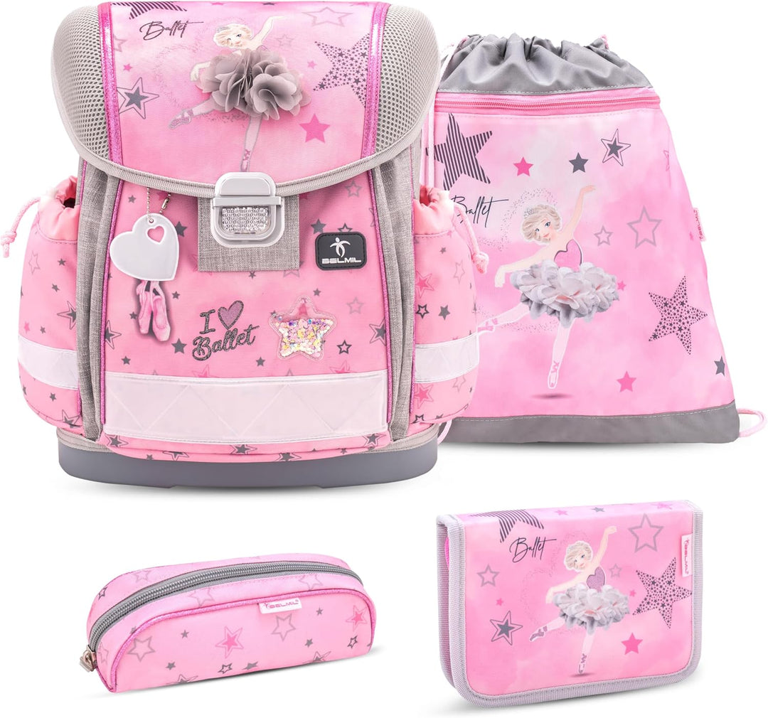 Belmil Classy Schulranzen Set 4 - teilig (403-13/AG/S) Ballet Light Pink, Ballet Light Pink