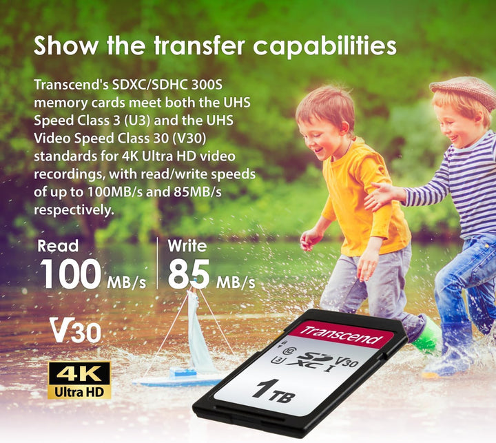 Transcend 32GB SDHC 300S Speicherkarte UHS-I, C10, U3, V30, 4K, Full HD, bis zu 95/40 MB/s (ideal fü