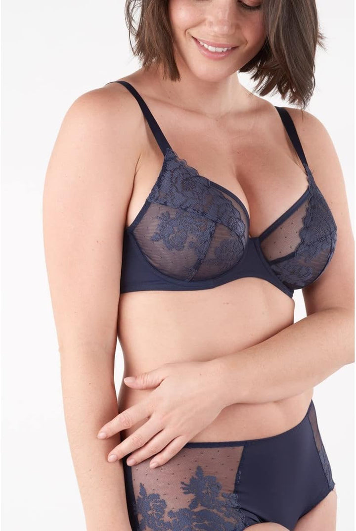 Maison Lejaby Damen Fleur Ikat BH 65E Marineblau, 65E Marineblau