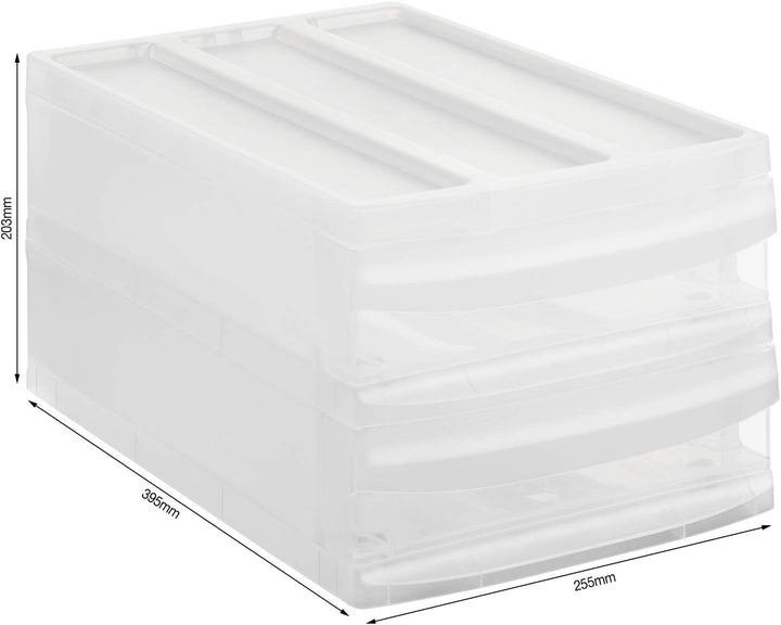 Rotho Systemix Schubladenbox mit 2 Schüben, Kunststoff (PP) BPA-frei, transparent, M Duo (39.5 x 25.