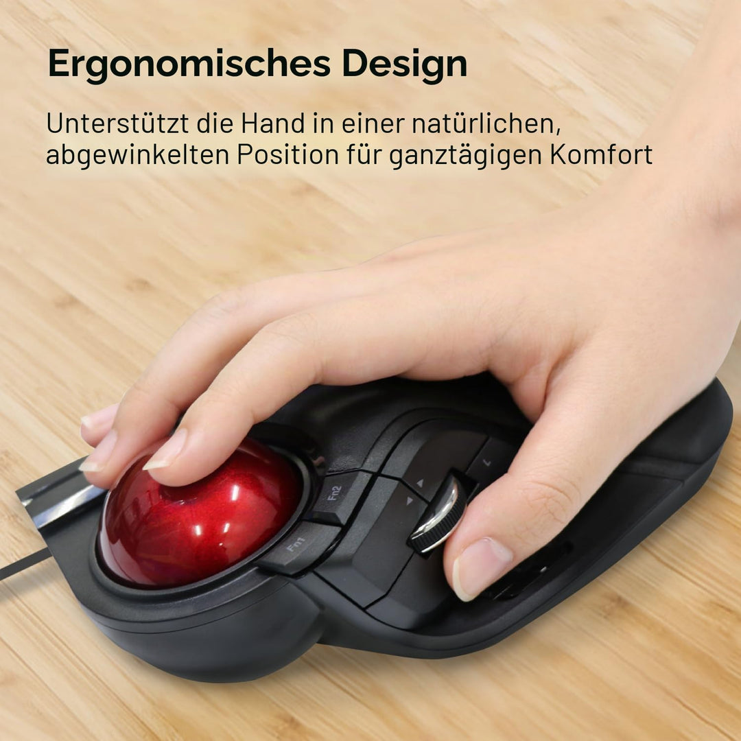 ELECOM Kabelgebundene Fingerbedienung, grosse Trackball-Maus, 8-Tasten-Funktion mit glatter Tracking