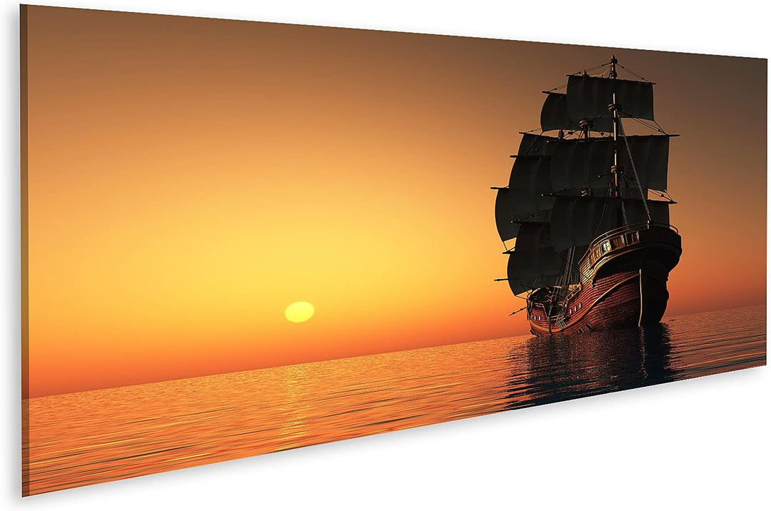 islandburner Bild auf Leinwand Segelboot Abendlandschaft Segelschiff Meer Wandbild Poster Kunstdruck