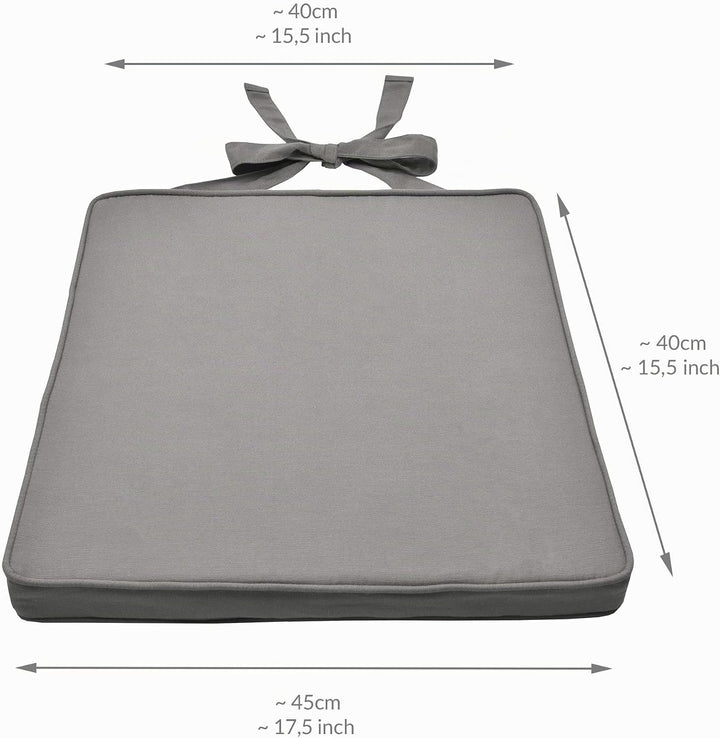Beautissu Loft SK Stuhlkissen 45x40 cm Hellgrau - 6er Set Stuhlpolster mit Bändern Sitzkissen für St