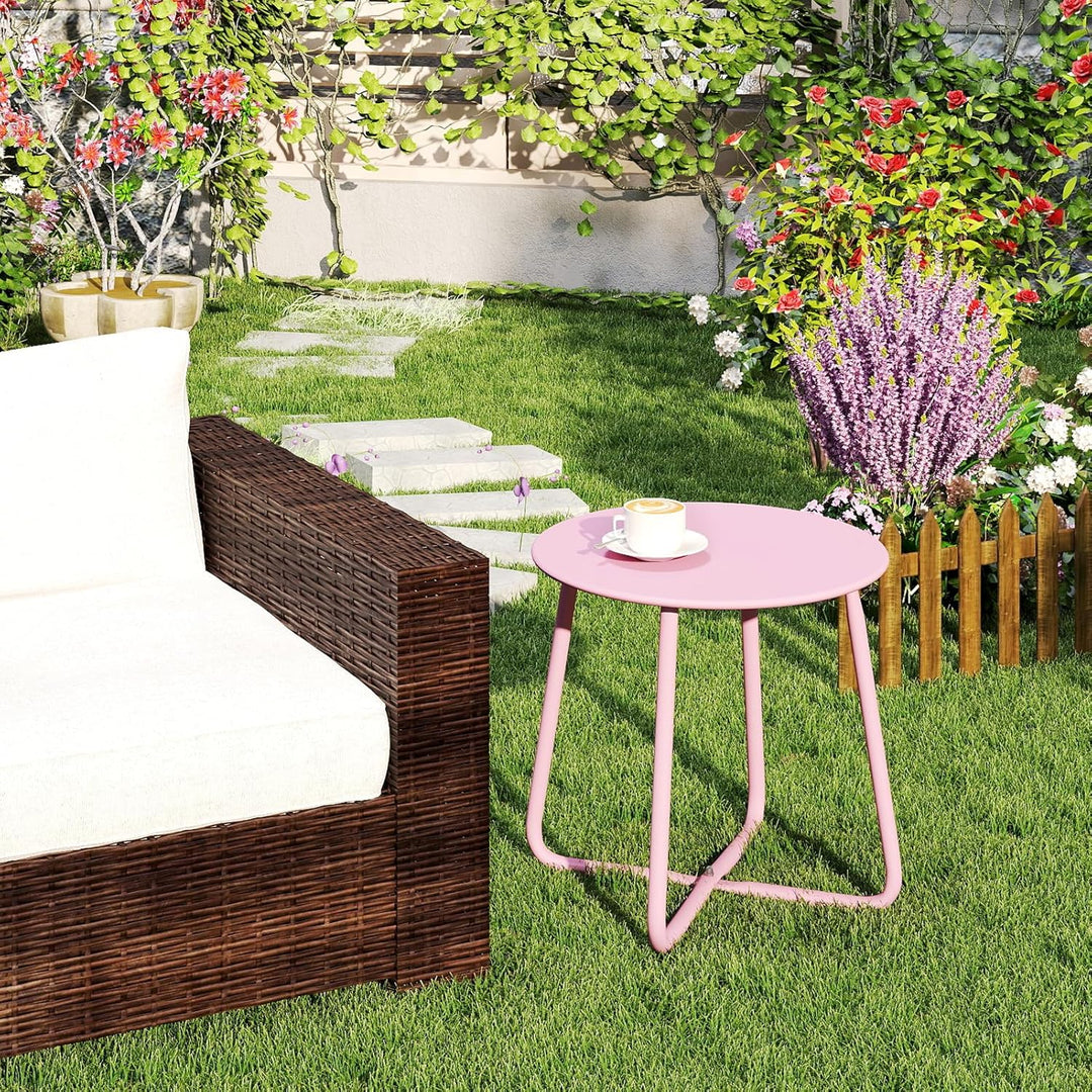HollyHOME Beistelltisch Outdoor Balkontisch, Runder Gartentisch Kleiner Beistelltisch Kaffeetische N