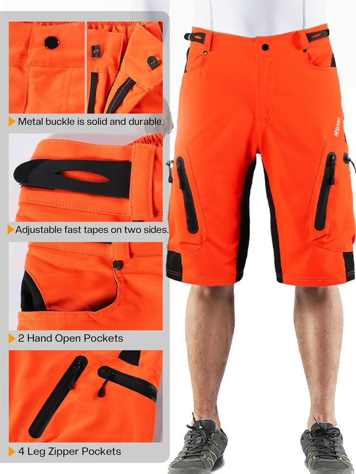 ARSUXEO Herren Radhose Loose Fit MTB Shorts Wasserabweisende Outdoor Sporthose mit 7 Taschen 1202 S