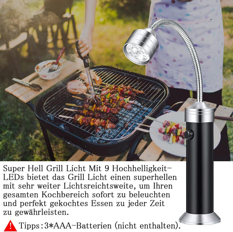 HENGBIRD LED Grill Licht, 2 Stück Magnetische LED BBQ Grill Lampe Flexibel Grilllampe Set Outdoor Ar