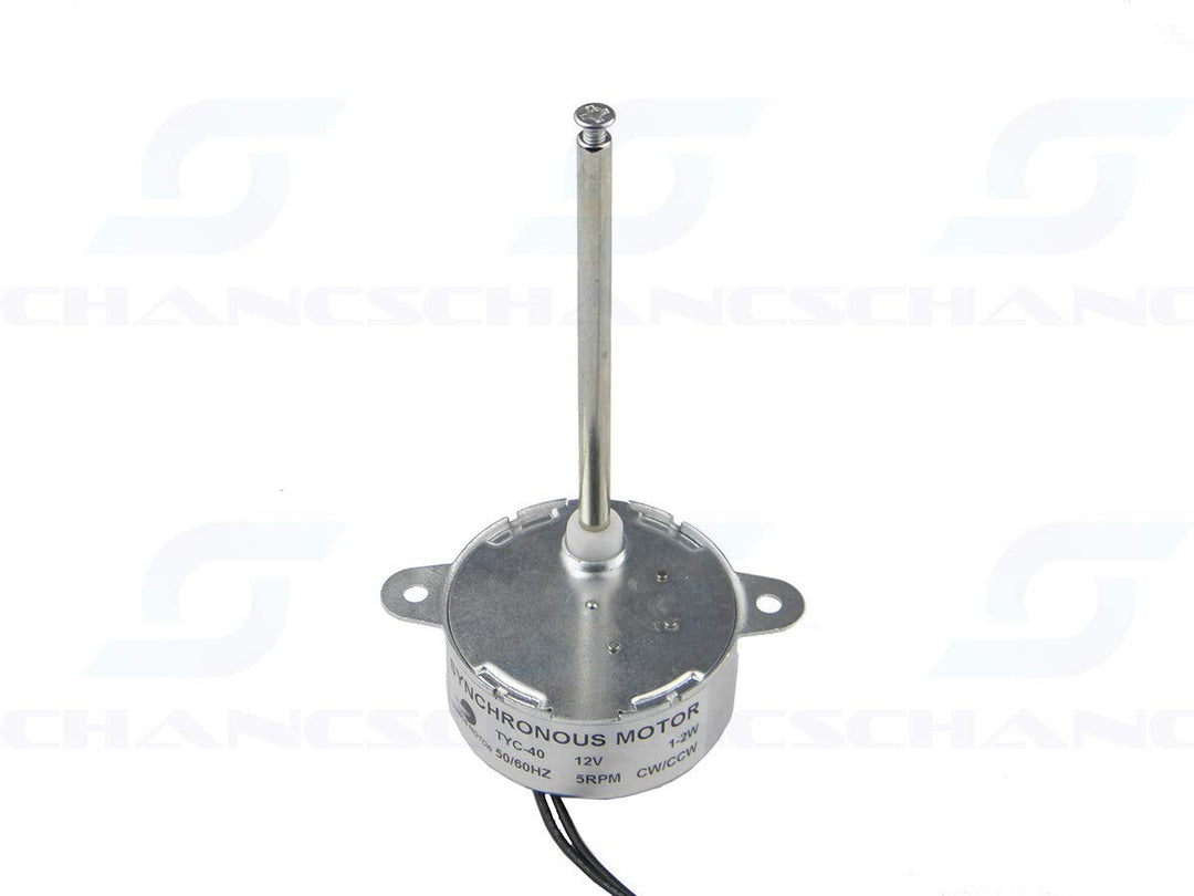 CHANCS TYC-40 Kleiner Synchronmotor DC 12V 5RPM Innenwellenlänge 74mm CW/CCW Elektromotor Untersetzu
