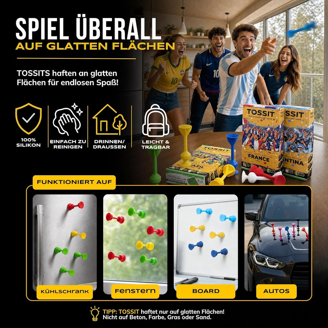TOSSIT Spiel Saugnapf Darts, Indoor Outdoor Drinnen Draussen, Boccia, Petanque, Wurfspiel, Nachhalti