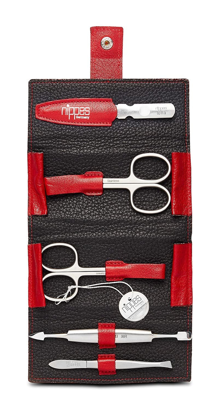 nippes Solingen Premium Line Maniküre Set Wild Red, 5-teilig, Edelstahl rost- und nickelfrei, Nagelp