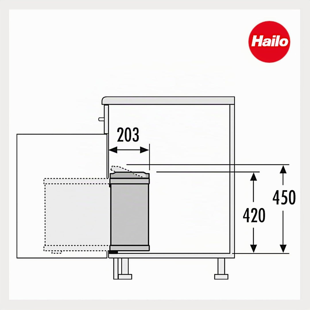 Hailo Abfallsammler 3418901 | Mülleimer Uno 18 L schwenkbar | Einbau Abfalleimer poliert | ab 45cm S