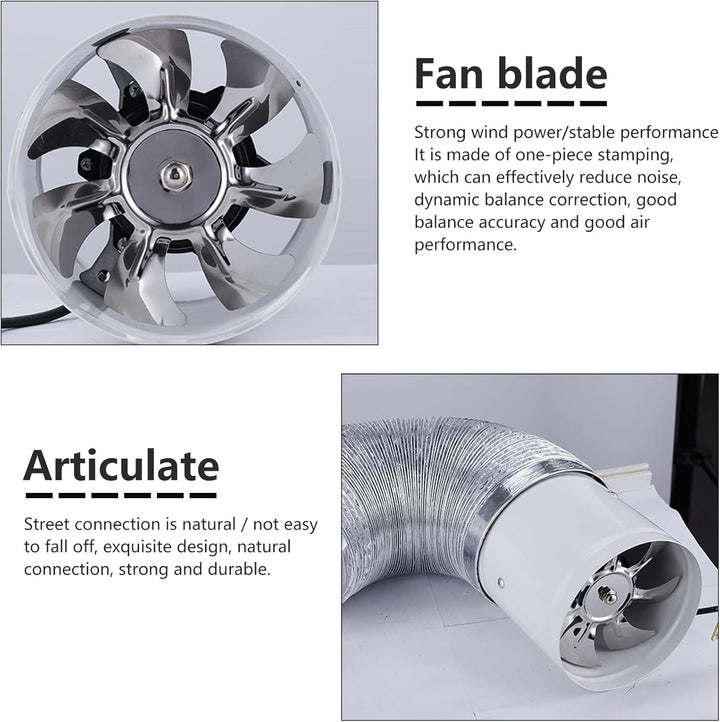 Abluftventilator 200mm Inline Rohrventilator, 1000m³/h Abluft Zuluft Rohrlüfter Industrielüfter Ener