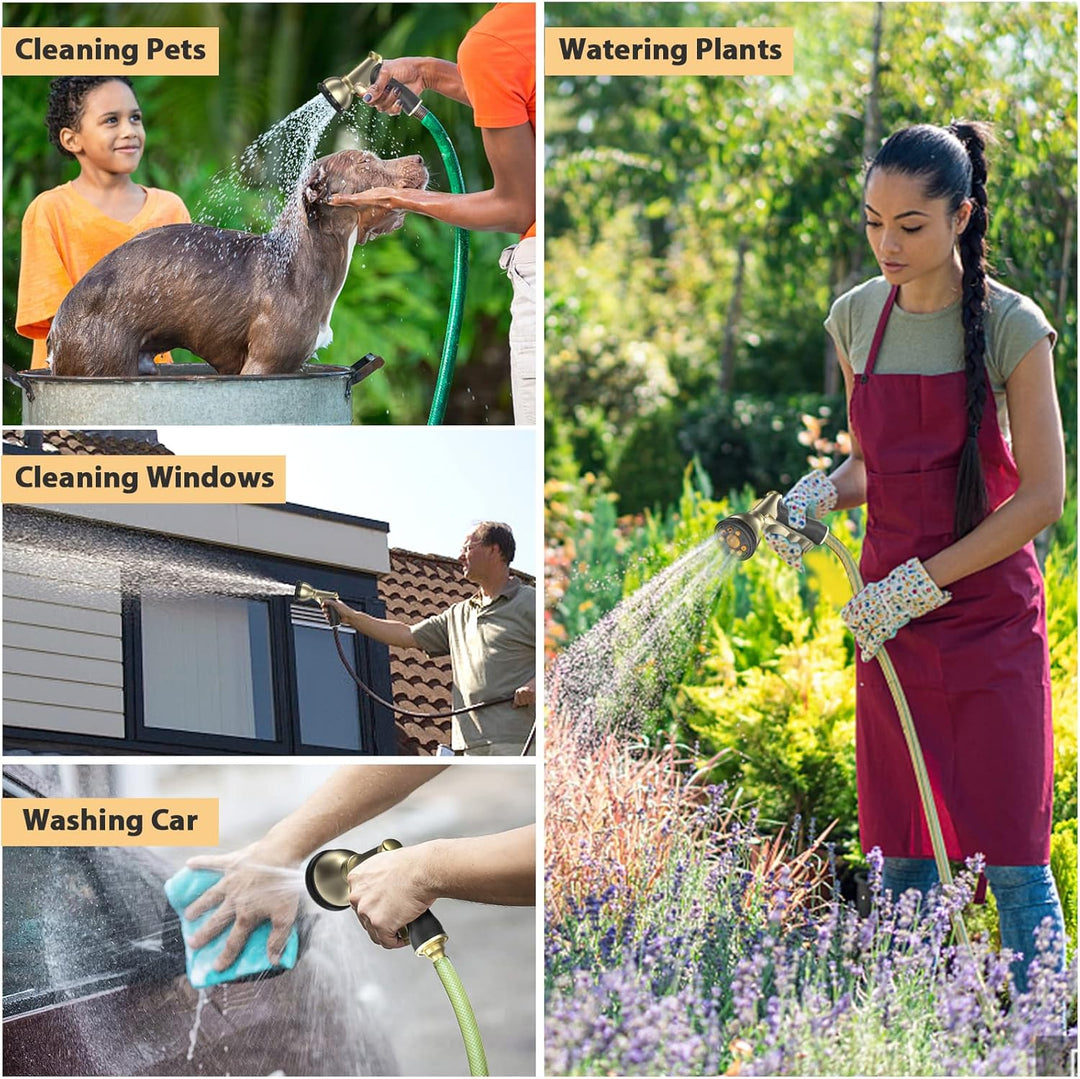 Garten Handbrause Wasserspritze, 100% Robustes Metallgehäuse, mit Einstellbarem Wasserdurchfluss und