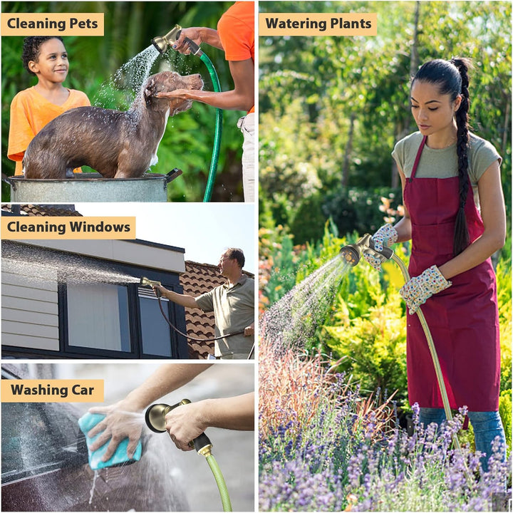 Garten Handbrause Wasserspritze, 100% Robustes Metallgehäuse, mit Einstellbarem Wasserdurchfluss und