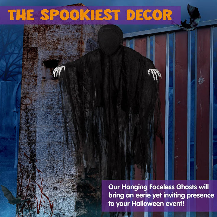 JOYIN 152,4 cm Halloween dunkler hängender Sensenmann, gesichtsloser Geist in schwarzer Horrorrobe f
