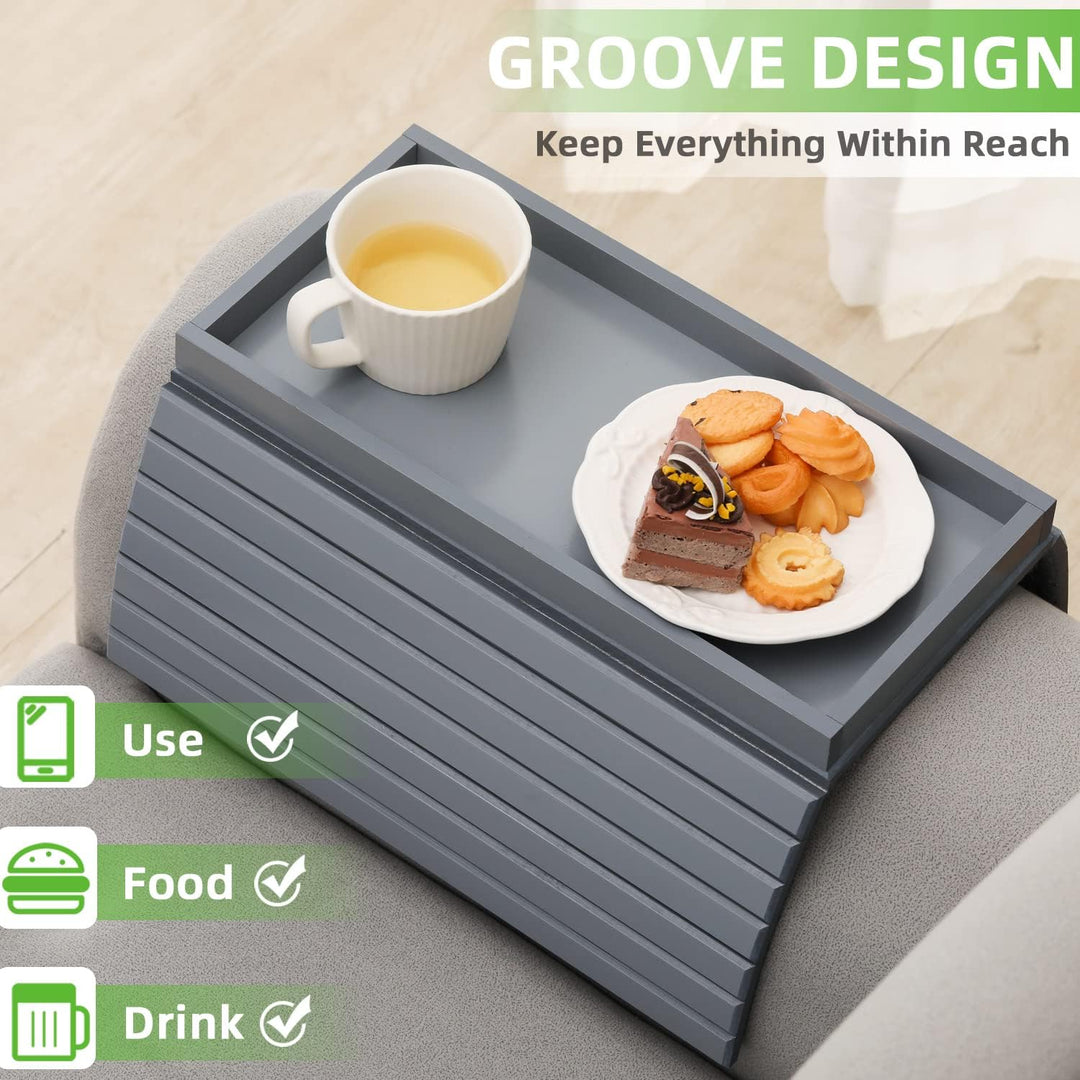 GEHE Natural Bamboo Sofa Arm Tray, Sofa Tray Table for Couch, Sofa Armrest Tray Table Anti-Slip Sofa
