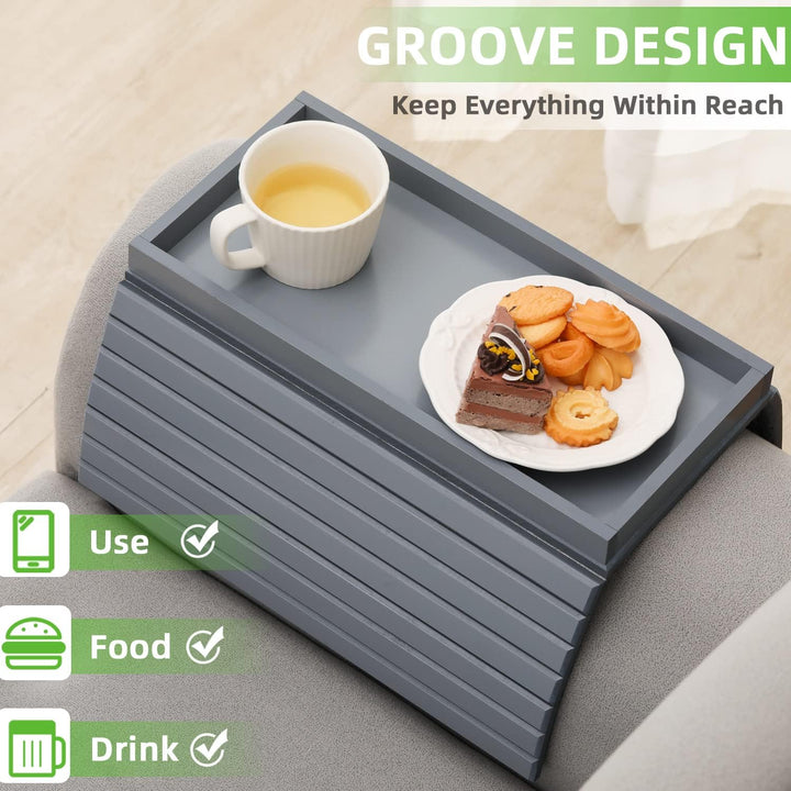 GEHE Natural Bamboo Sofa Arm Tray, Sofa Tray Table for Couch, Sofa Armrest Tray Table Anti-Slip Sofa